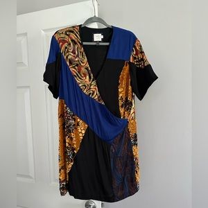 anthropologie winter dress with funky pattern detailing